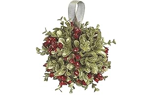 Ganz 5 Inch Mistletoe Kissing Ball Ornament, Real Mistletoe Preserved
