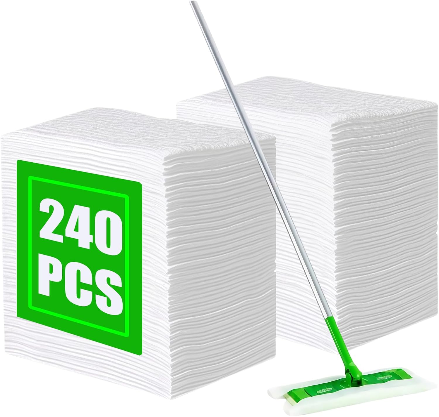 SUZZYVINE Dry Pads Refills 240 Count Dry Mop Refills for Floor Mopping and Cleaning, Dry Sweeping Cloths Dry Floor Cloths, Unscented, 7.87"x11.81"