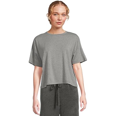 Barefoot Dreams Ultra Soft Jersey Short Sleeve Boxy Tee heathered gray