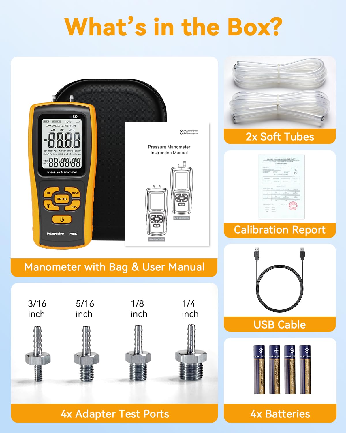 Manometro digitale tester di pressione del gas, misuratore di pressione dell'aria a doppia porta per HVAC, condotti del forno, valvola del gas riscaldatore, forno a gas, caldaie, pompa d'aria, perdite