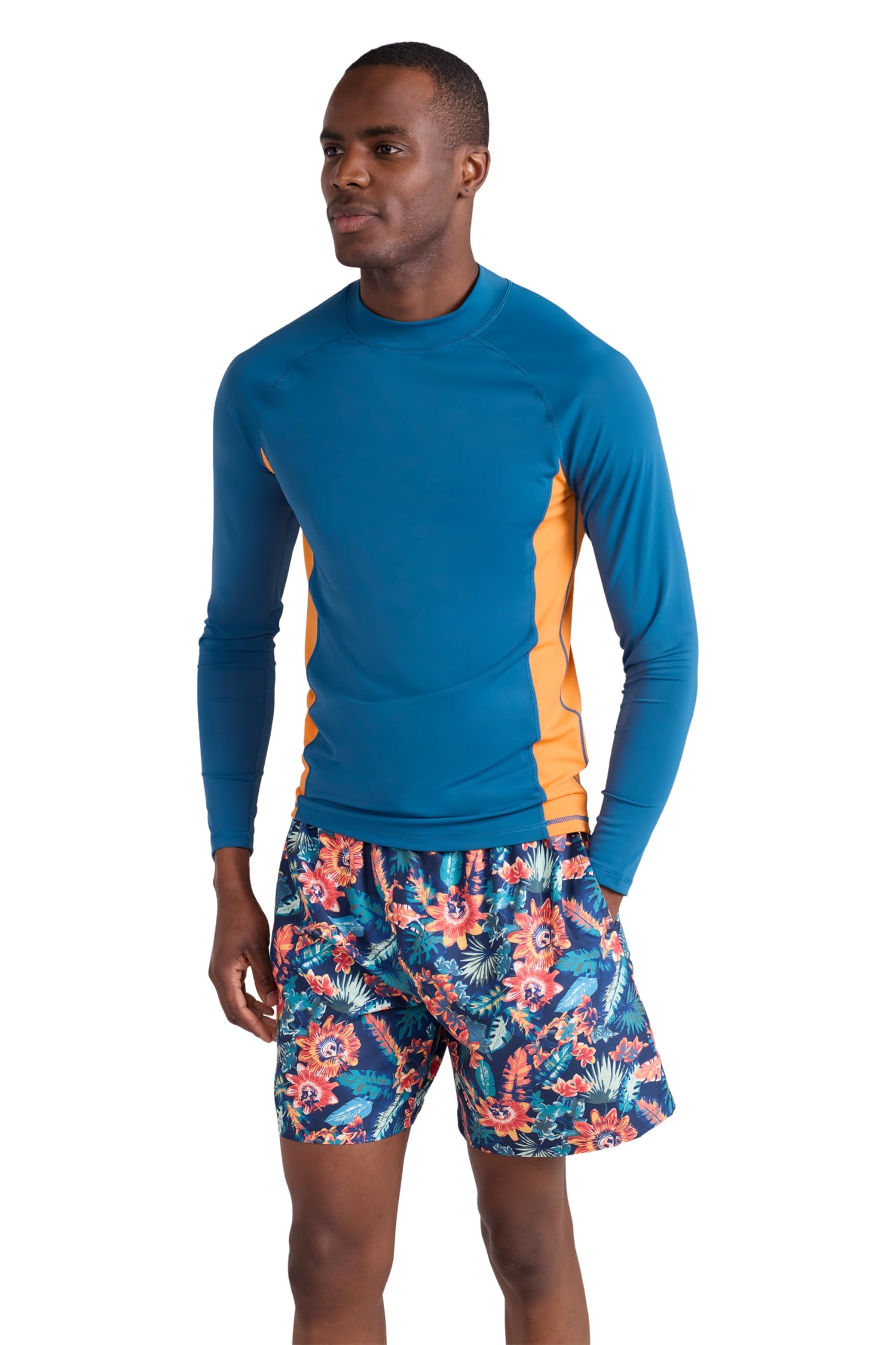 Mountain Warehouse Mens Long Sleeves Rash Vest - Quick Drying Rash Guard, Prevents Chafing, UPF50+ Sun Protection with Flat Seams - for, Swimming & Surfing Dark Teal XXS