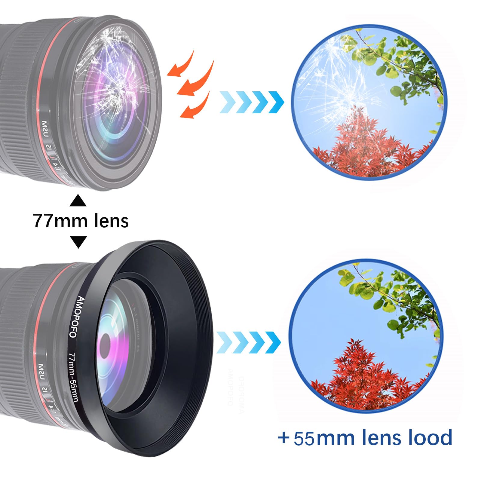 Anello Adattatore Filtri 55 72, Step Up Ring 55 72, Anelli Filter