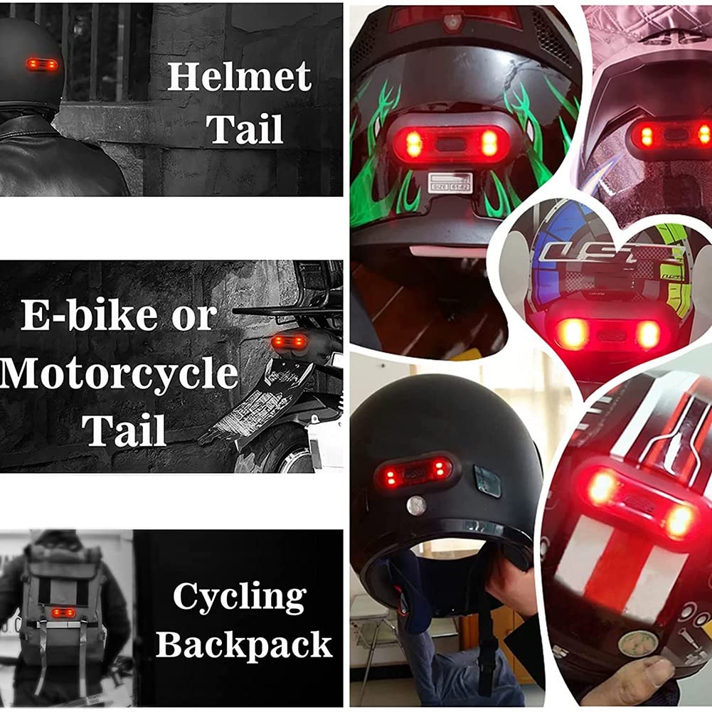 Luce LED per casco, luce del freno per casco da moto, ricaricabile, luce rossa di avvertimento per guida notturna