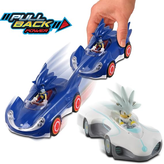 NKOK Sonic The Hedgehog Silver & Sonic Pull-Back Racers - 2-Pack