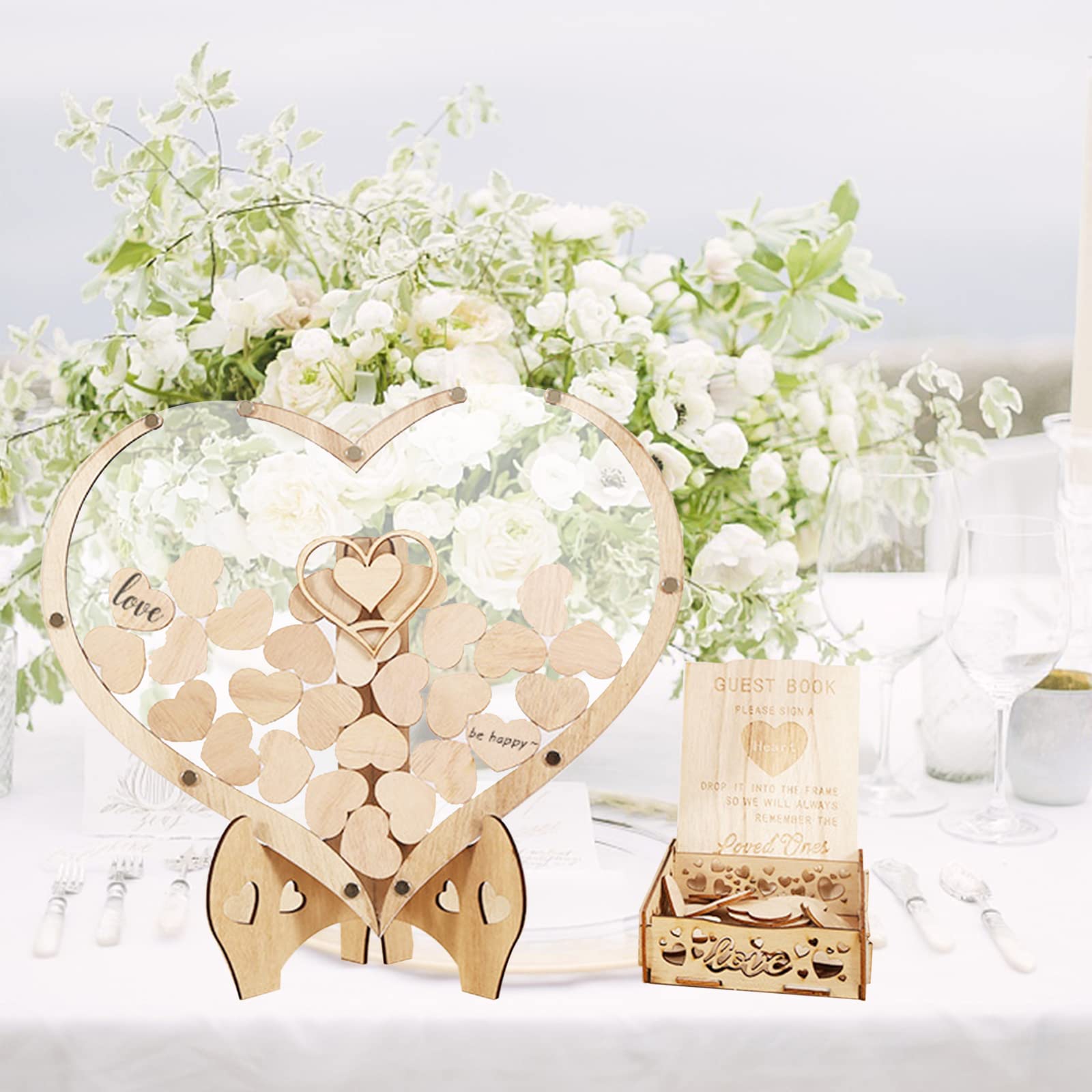 ACRNIGHEET Libro Degli Ospiti Per Matrimonio In Legno - Con Penna E Supporto, Elegante E Pratico