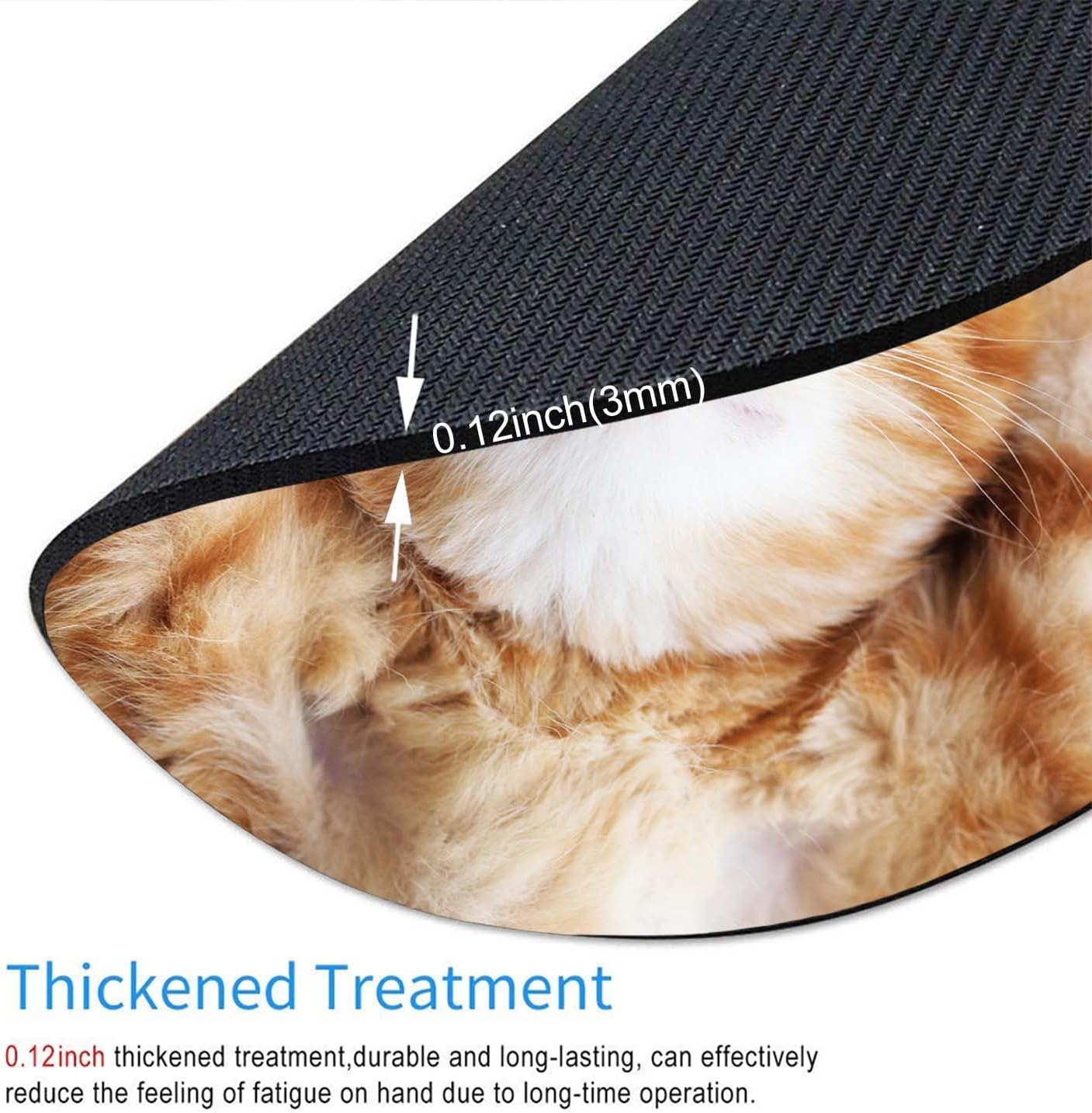 Mouse Pad, Cute Little Kitten Sleeps Mouse Pad, Round Cute Gaming Cloth Mousepad for Office Laptop, Non-Slip Rubber Personalized Computer Desk Mouse Pads for Wireless Mouse 7.9×7.9×0.12 inches image 4
