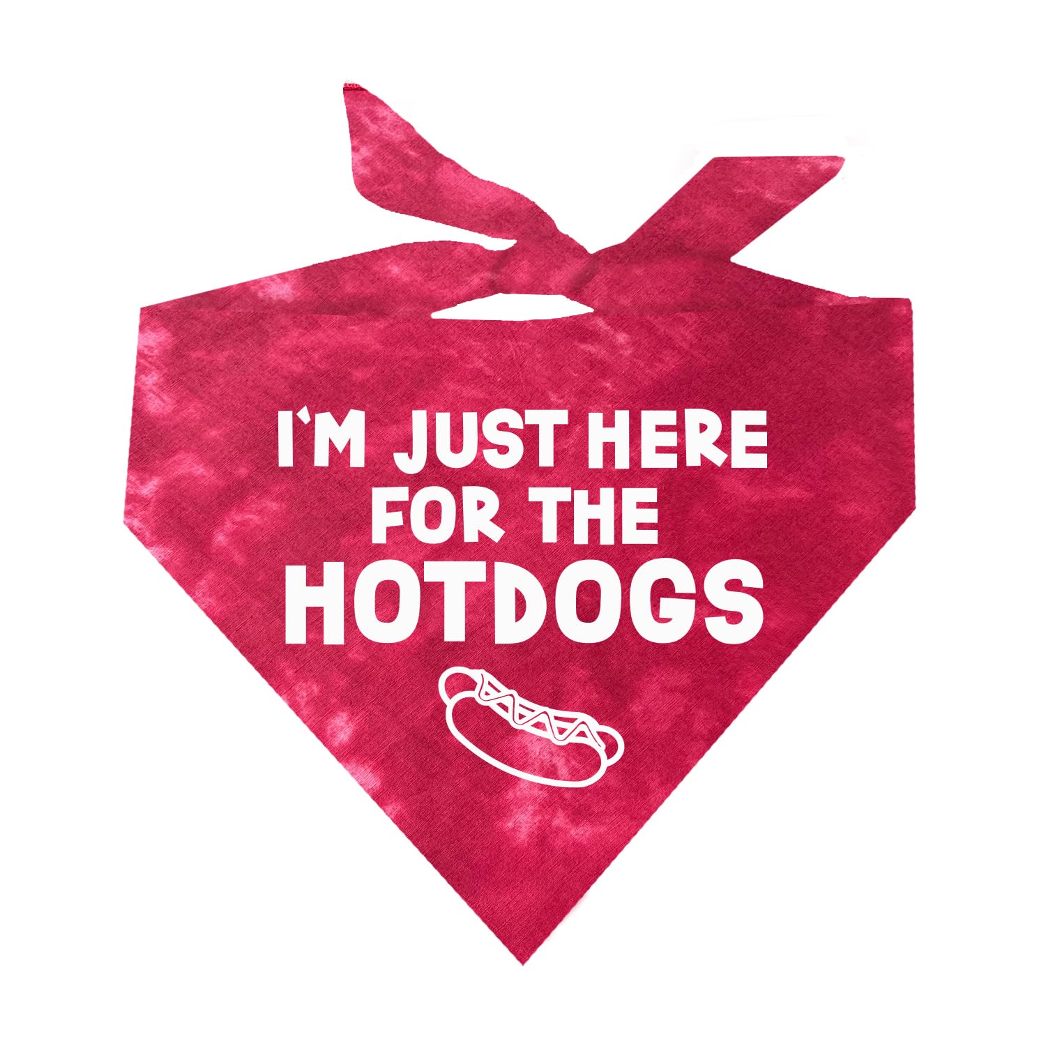 I'm Just Here for The Hot Dogs Dog Bandana |100% Adjustable Cotton Tie Dye | Made in USA | July Fourth (4th) Accessory | Patriotic | Party | Parade |