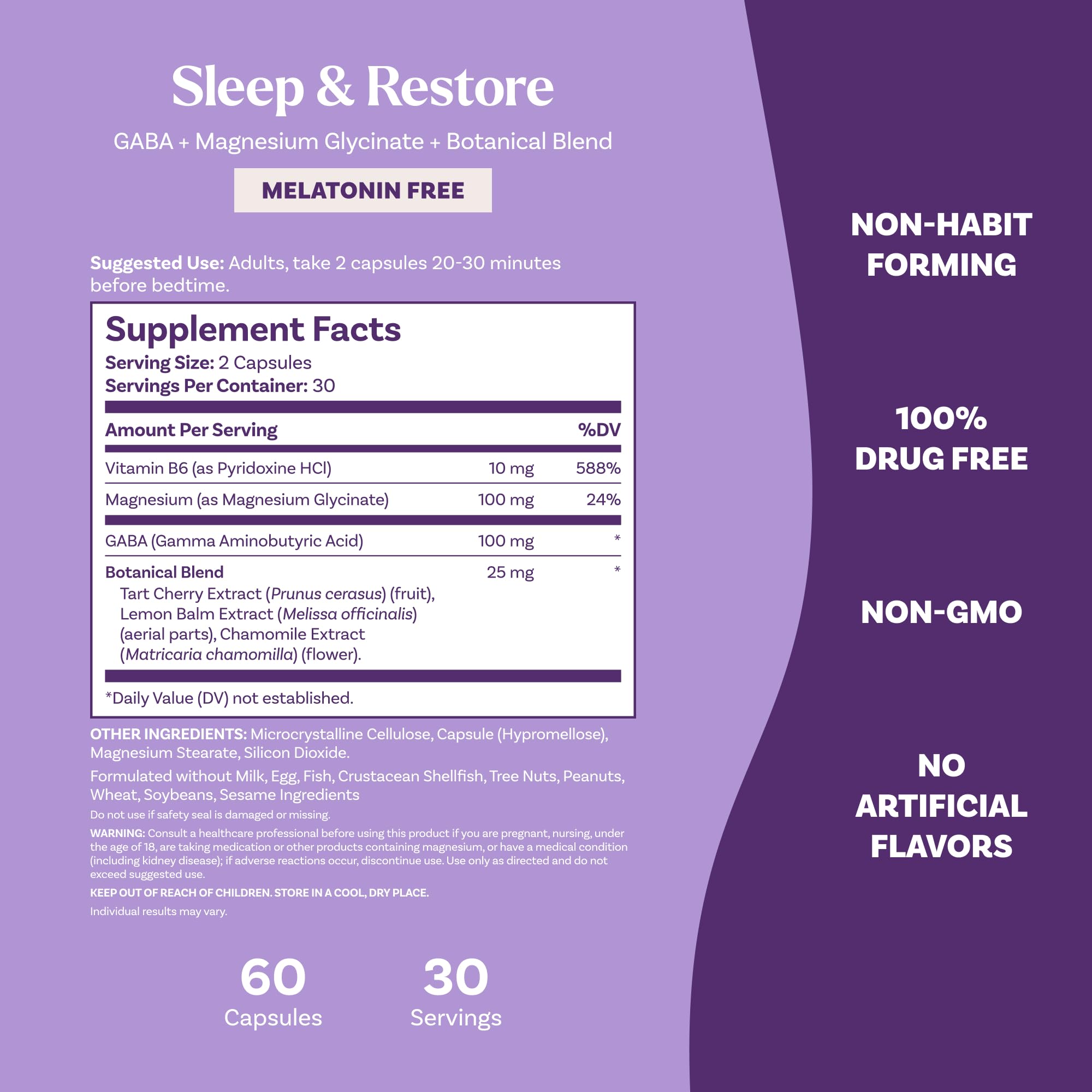 Natrol Sleep & Restore Magnesium Glycinate 100 mg, Melatonin-Free, 60 Count — Amazon image 7