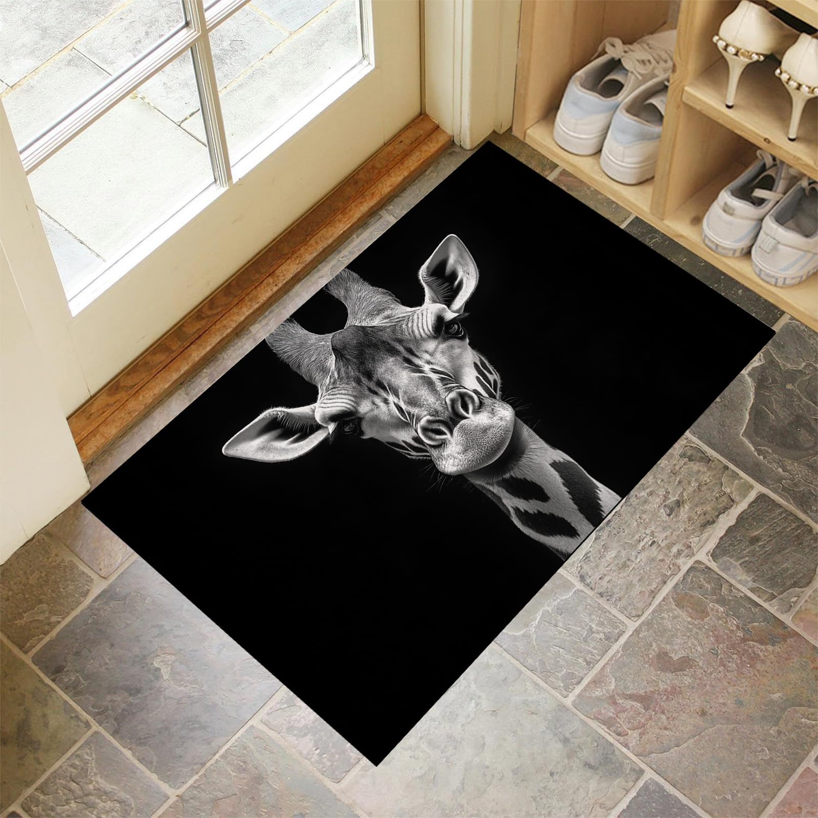 Paillasson extérieur antidérapant 50x80 cm lavable motif girafe