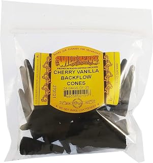 W. Berry Cherry Vanilla Backflow Incense Cones [25 Cones Per Pack - Black] - ID#12561