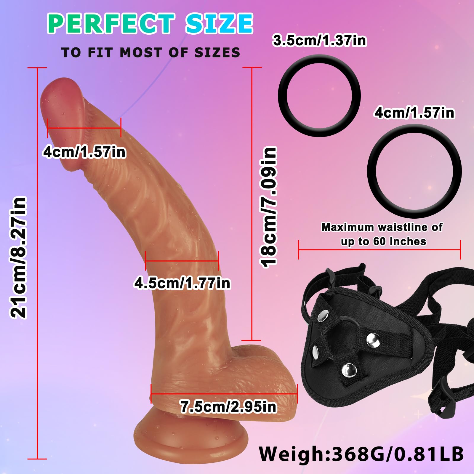 Gode à Sangle Réglable, 21cm Jouet Sexuel Avec Ventouse Solide, Harnais à Sangle Réutilisable, Masturbateur Lesbien, Jouet Sexuel Pour Les Femmes Et Les Hommes