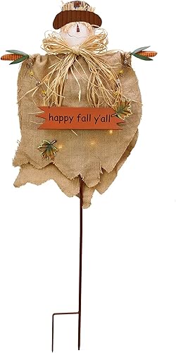 Espantapájaros Decoración de otoño con luz LED Cartel colgante de otoño espantapájaros para patio, decoración de otoño para cosecha, Halloween,