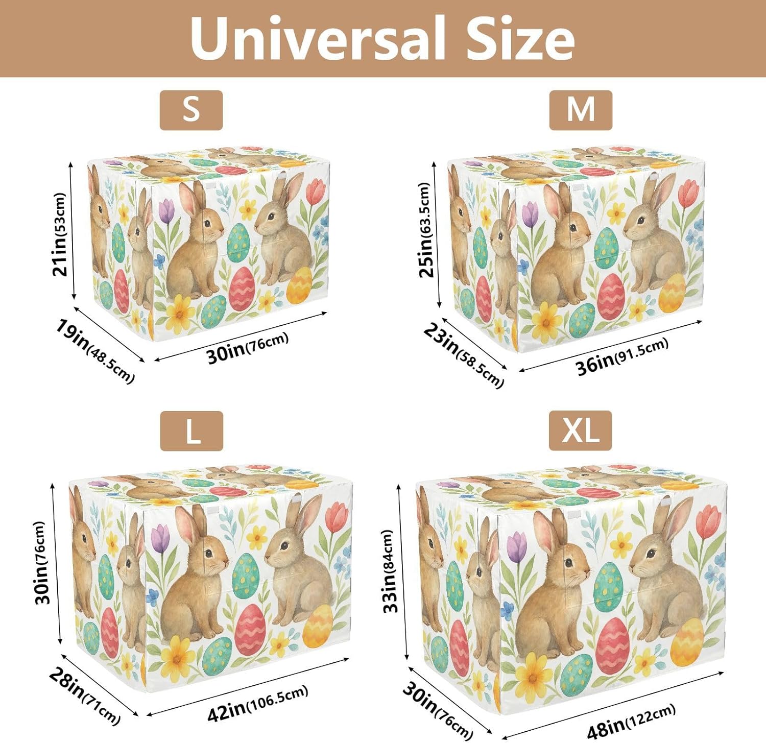 Watercolor Easter Bunnies Dog Crate Cover Universal Size Fit, Crate Cover for Dog, X-Large