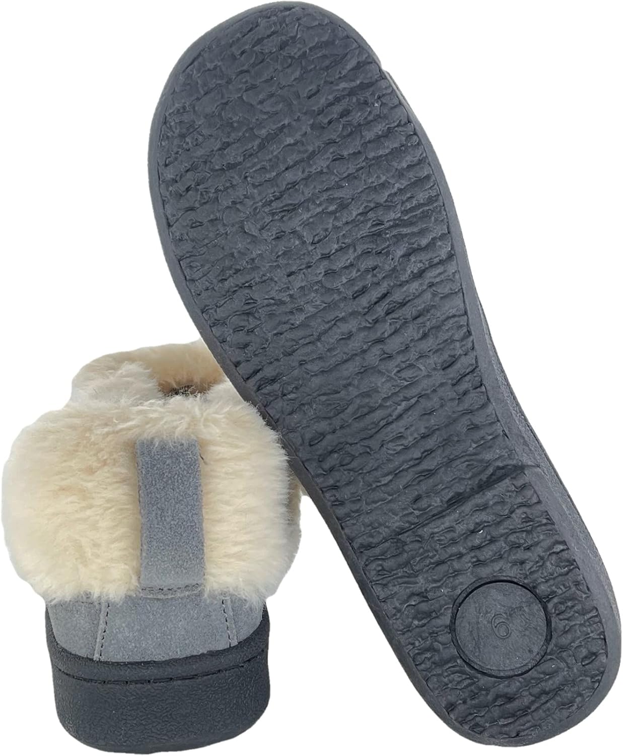 Clarks Womens Slipper Suede Ankle Bootie JMH1883 -Plush Faux Fur Collar and Lining - Indoor Outdoor House Slippers For Women (9 M US, Pewter) - Image 6