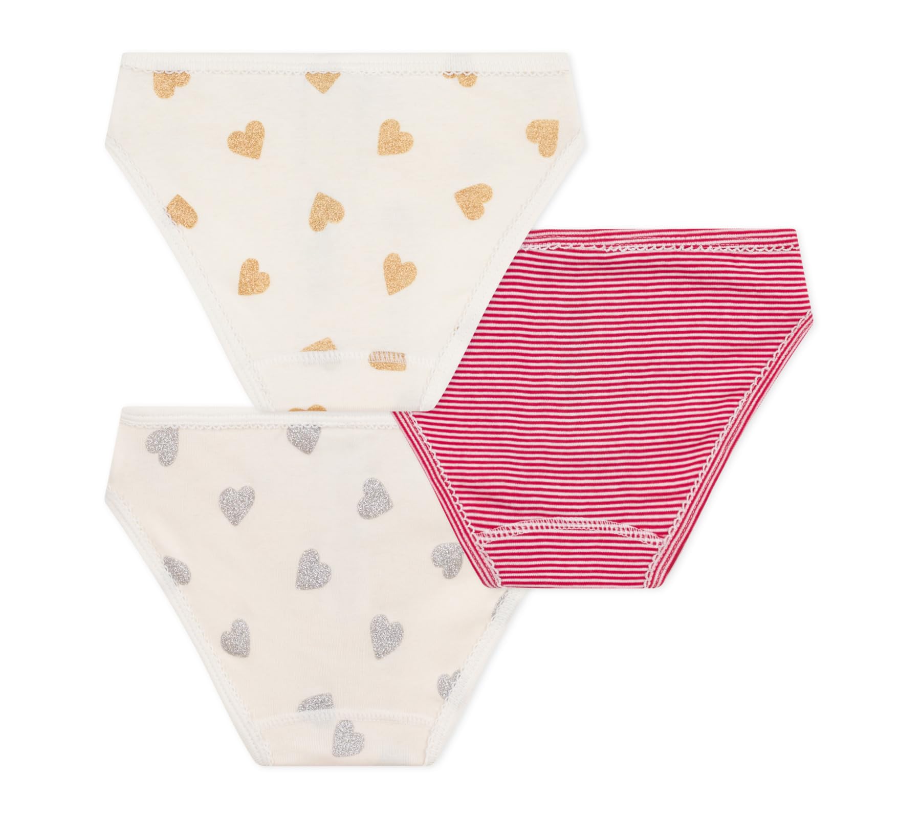 Petit Bateau Lot de Culottes Enfant en Coton Imprimé Cœurs A0e8b00 sous Vêtements Jour Fille (Lot de 3)