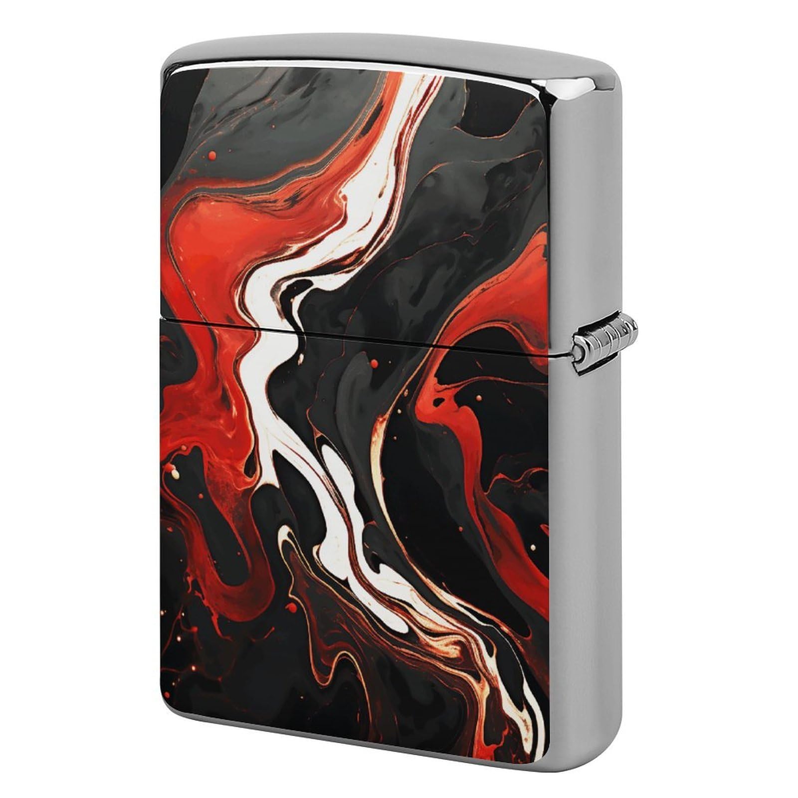 Black and Red Marble Lighter Case for Men, Personalized Lighter Cover for Valentine's Day Gifts, Flip-Top Lighters Shell for Outdoor, Portable Lighters Protective Sleeve