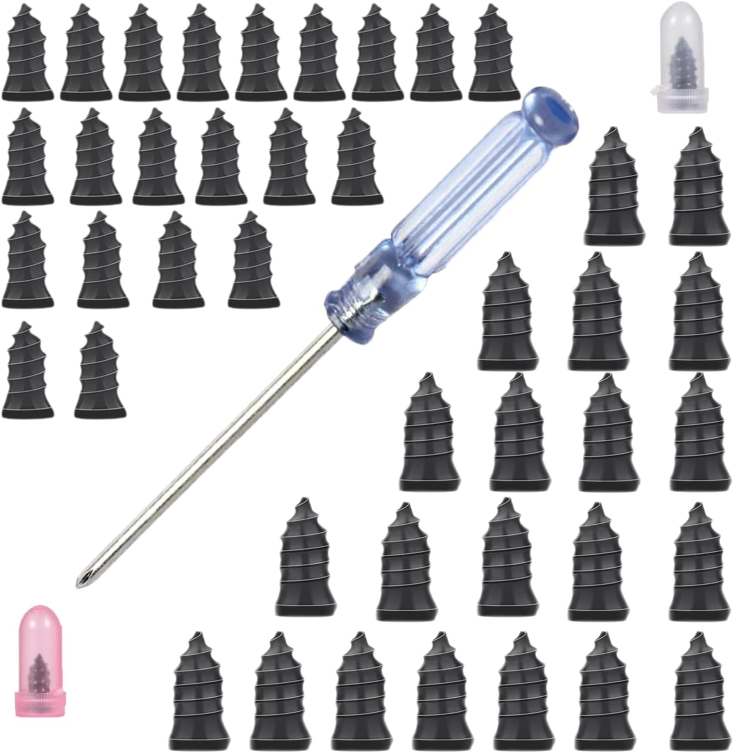 - All-in-One Tire Repair Kit, 40PCS Spiral Rubber Nails & Plug Tool for Car, Motorcycle, Truck, Tractor Puncture Fix