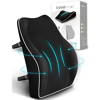 Travel Ease Ergonomic Memory Foam Back Cushion, Lumbar Cushion for Office Chair, Desk Chair, with Anti-Static, Skin-Friendly 
