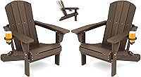 Vista 1 de SERWALL Juego de 2 sillas plegables Adirondack ajustables con 3 posiciones reclinables, Adirondack de polietileno de alta densidad para todo