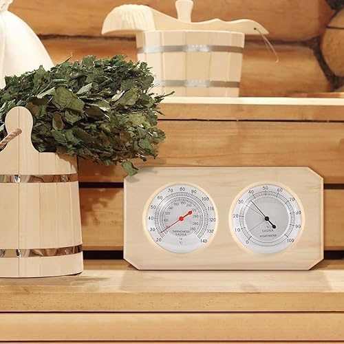 Miniatura 7 de Dyna-Living 2 en 1 Sauna de madera para sauna higrotermógrafo interior Fahrenheit termómetro e higrómetro para hotel o sala de sauna
