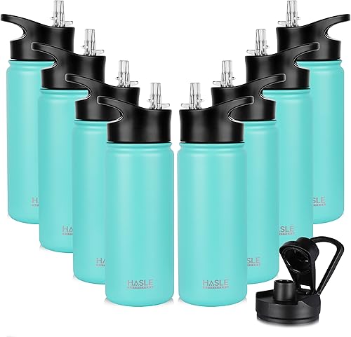 Miniatura 24 de HASLE OUTFITTERS Botella de agua aislada de 16 onzas de acero inoxidable de doble pared al vacío, a prueba de fugas, boca ancha con tapa de popote