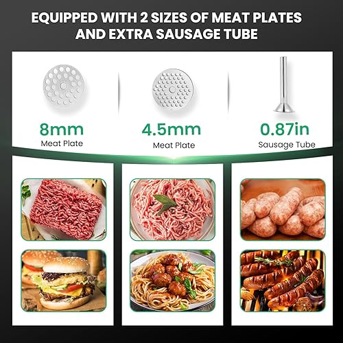 Miniatura 3 de Huanyu Picadora manual de carne de alta resistencia, máquina de moler de carne de manivela de acero inoxidable con accesorios para hacer galletas