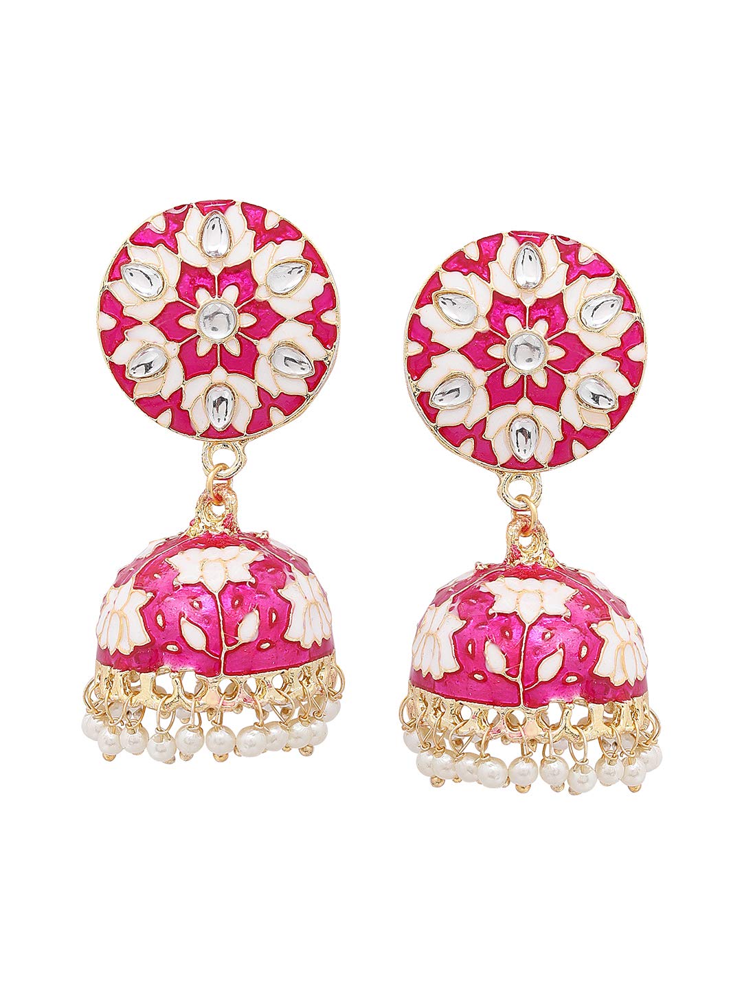 Yellow Chimes Earrings For Womens & Girls | Traditional Pink Meenakari Jhumka | Gold Plated Kundan Jhumkas | Floral Jhumki Earrings | Birthday & Anniversary Gift (B08QFDRG64) Amazon Price History, Amazon Price Tracker