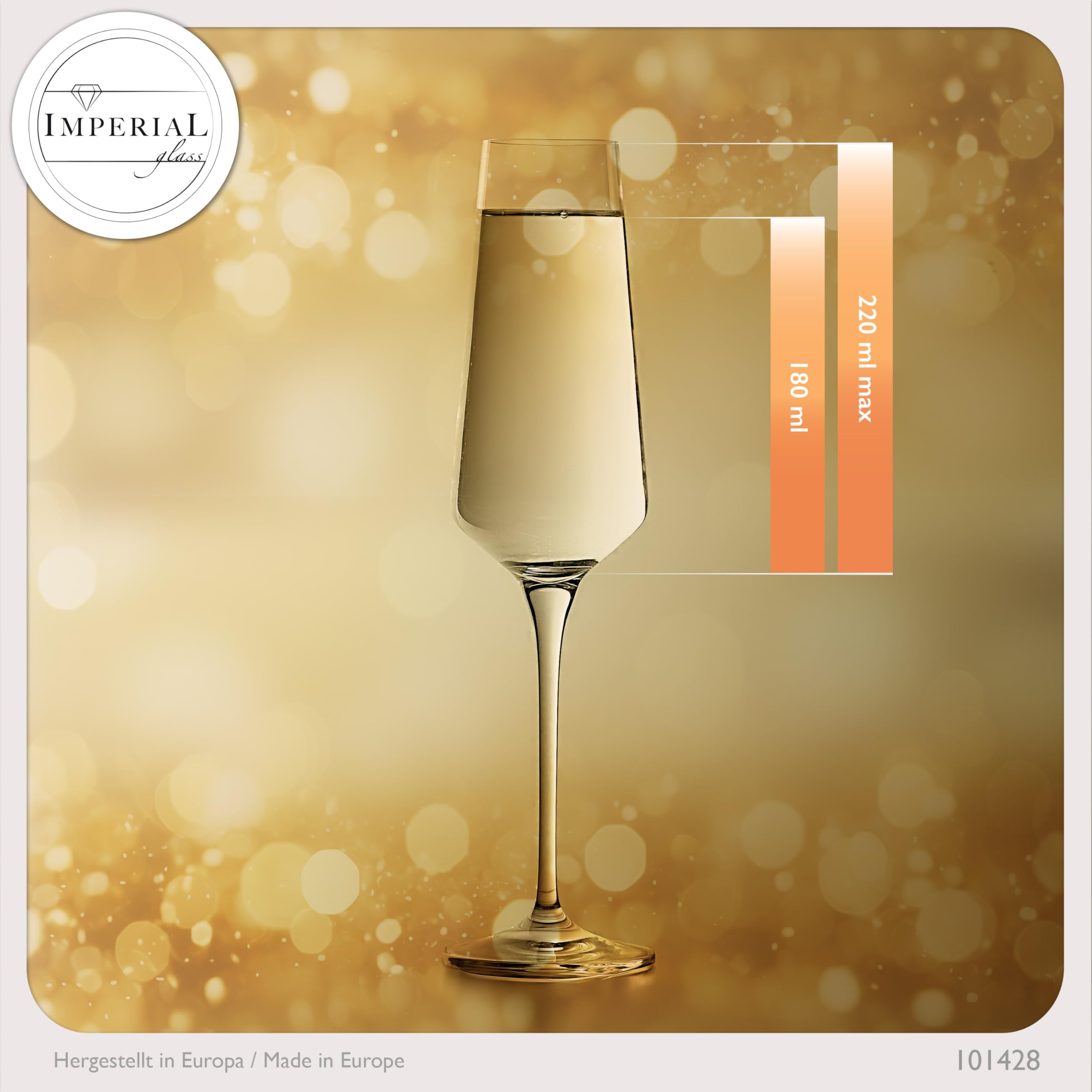 IMPERIAL Kieliszki do szampana 220 ml seria "Athen" zestaw 12-częściowy kieliszków do szampana ze szkła kryształowego, nadają się do mycia w zmywarce