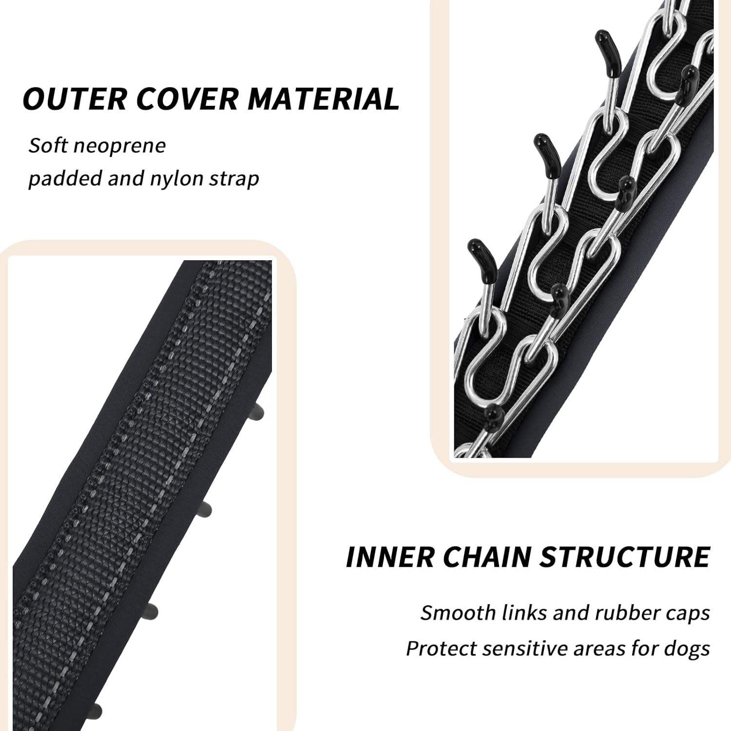 Martingale No Pull Dog Collar for Large Medium Small Dogs, Heavy Duty Nylon Reflective Adjustable Anti Pull Slip Collar with Buckle for Training Walking L Black Black