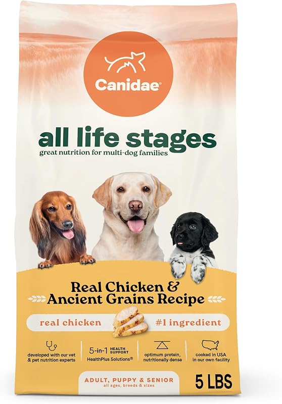 Ração seca para cães CANIDAE All Life Stages com frango e grãos ancestrais, 2,27 kg