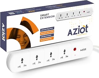 AZIOT 4 Socket Smart Extension - WiFi/Bluetooth, Power Monitoring, Individual Control, Made in India, Timer Function, Works with Google Home and Amazon Alexa