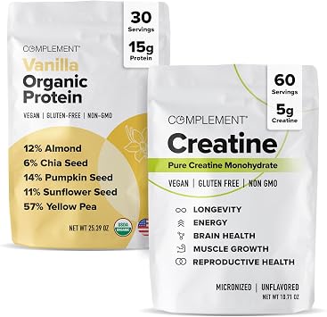 Complement Protein & Creatine Bundle | Organic Vanilla Protein + Micronized Creatine for Recovery & Energy