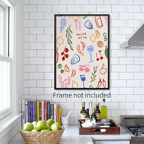 Miniatura 3 de Dolce Vita - Arte de pared colorido para cocina, moderno italiano, comedor, fruta de verano, carteles de comida preparada, impresiones en lienzo