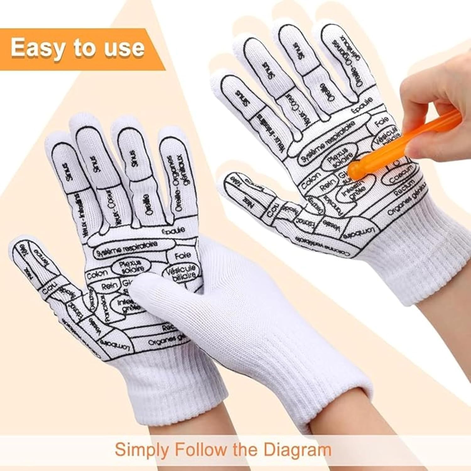 PREZONE Acupressure Reflexology Gloves & Hand Socks Set for Men & Women | Pain Relief Finger Massager Gloves with Tool Stick | Hand Spa Massage Gloves with Reflexology Point Therapy | Pack of 1 Pair 4