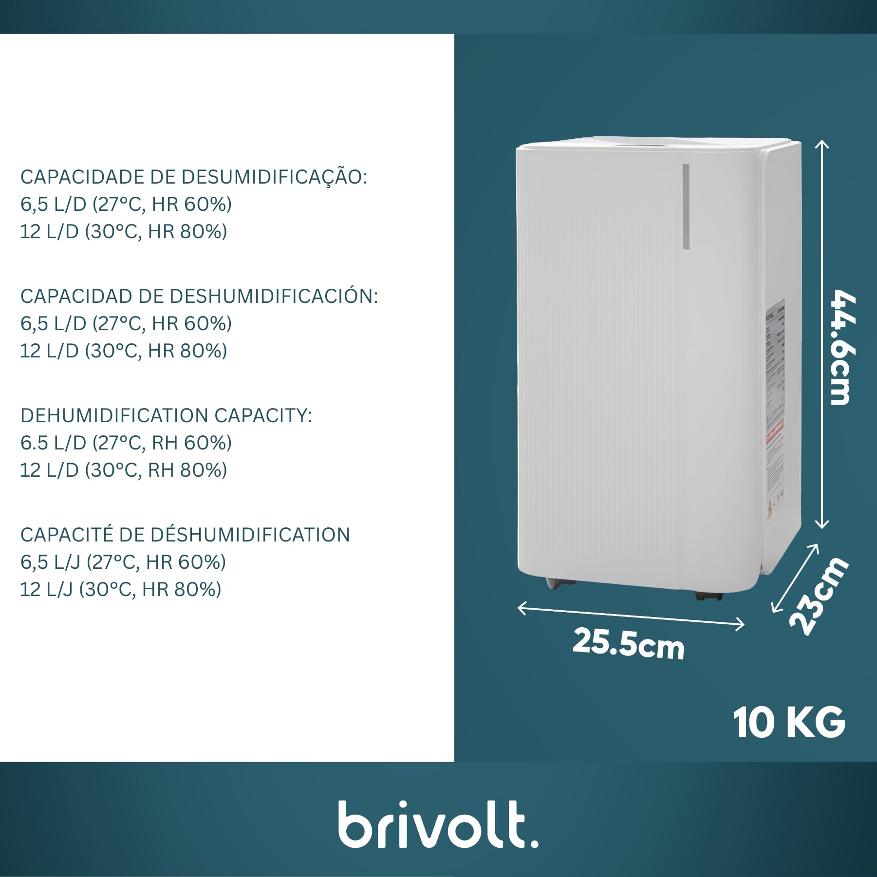 Deshumidificador brivolt. 12l 200w R290
