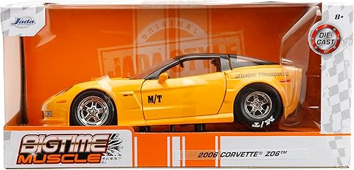 Miniatura 2 de Jada Big Time Muscle 1:24 2006 Chevy Corvette Z06 - Auto fundido a presión, juguetes para niños y adultos (amarillo)