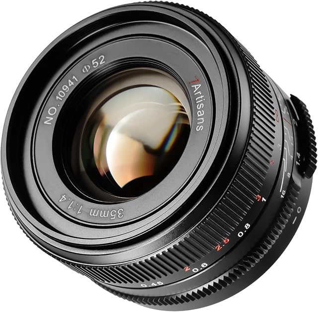 7artisans 35mm F1.4 Mark III Full Frame Manual Focus Prime Lens Large Ouverture Compatible avec Canon RF Caméras de montage EOS Pays RP R5 R6(Noir)