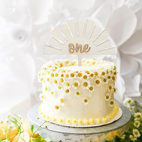 Miniatura 4 de 1 pieza de decoración de pastel de madera para el primer cumpleaños del sol para el primer viaje alrededor del sol, decoración de pastel boho para