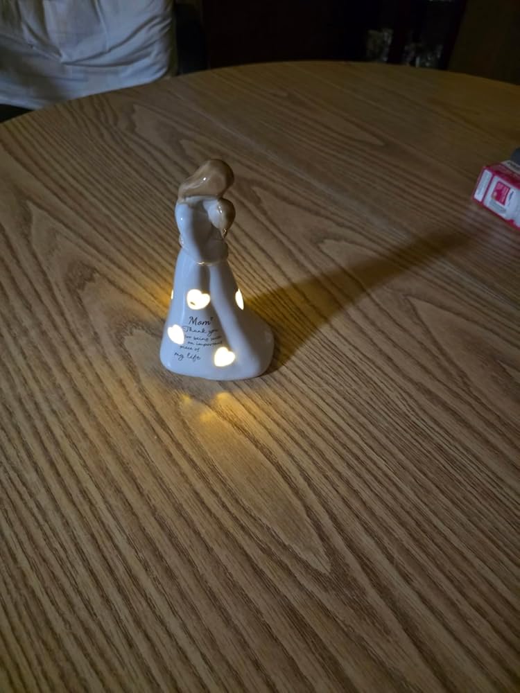 Mother and Daughter Candleholder Statue with Flickering LED