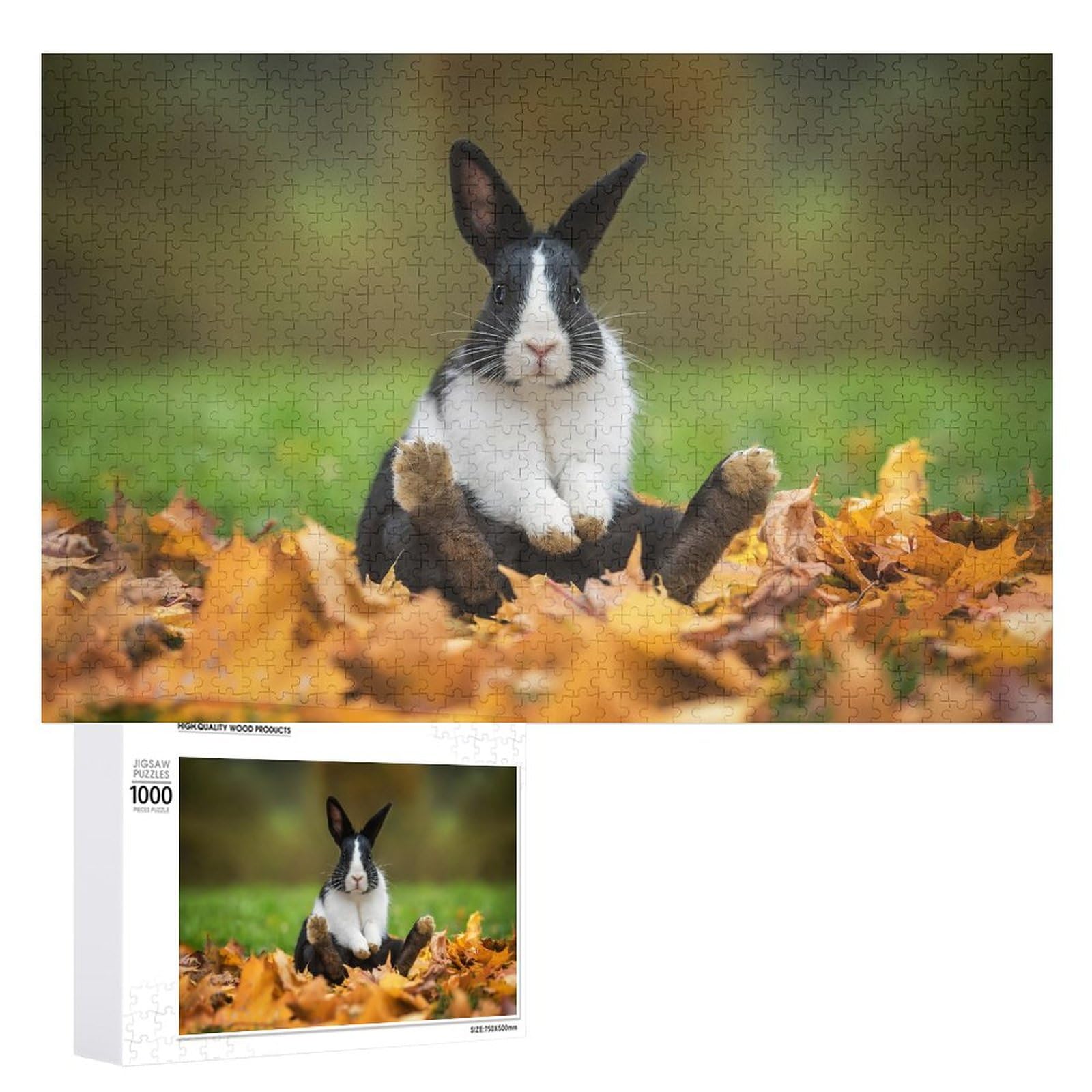 Puzzles for Adults 1000 Pieces, Funny Bunny Autumn Jigsaw Puzzle Fun Family Challenging Puzzles Puzzle Game