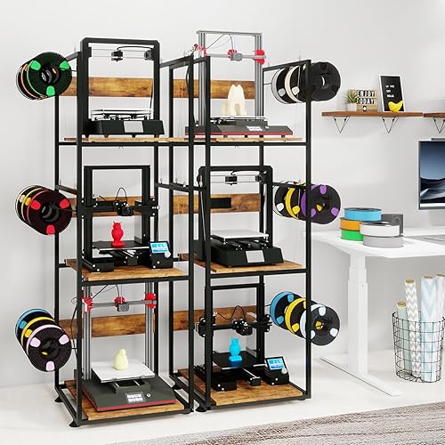 Miniatura 8 de PUNCIA Soporte para impresora 3D de 3 niveles con almacenamiento de filamentos, estante de banco de trabajo resistente, compatible con FDMSLA,