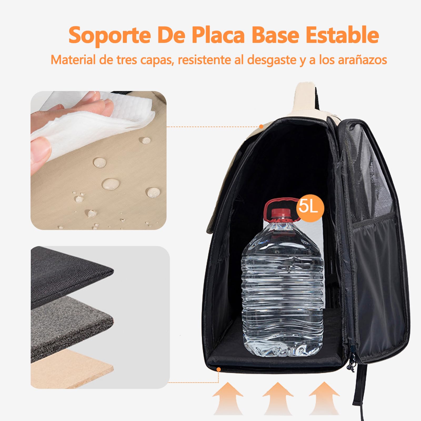 Galatée Mochila para Mascotas Fabricada En Tela Oxford y Nailon, Espaciosa y Transpirable, Impermeable y Resistente a Los Arañazos, con Forma 3D para Evitar Que Se Deforme, Plegable (Marrón)