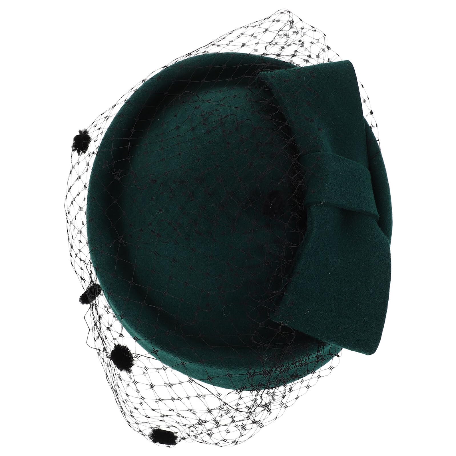 Gatuida Cappello Donna Vintage in Lana Stile British con Velo e Fiocco Verde Scuro Berretto Fascinator Leggero per Matrimoni tè e Chiesa Accessorio Versatile per Eventi e Uso Quotidiano