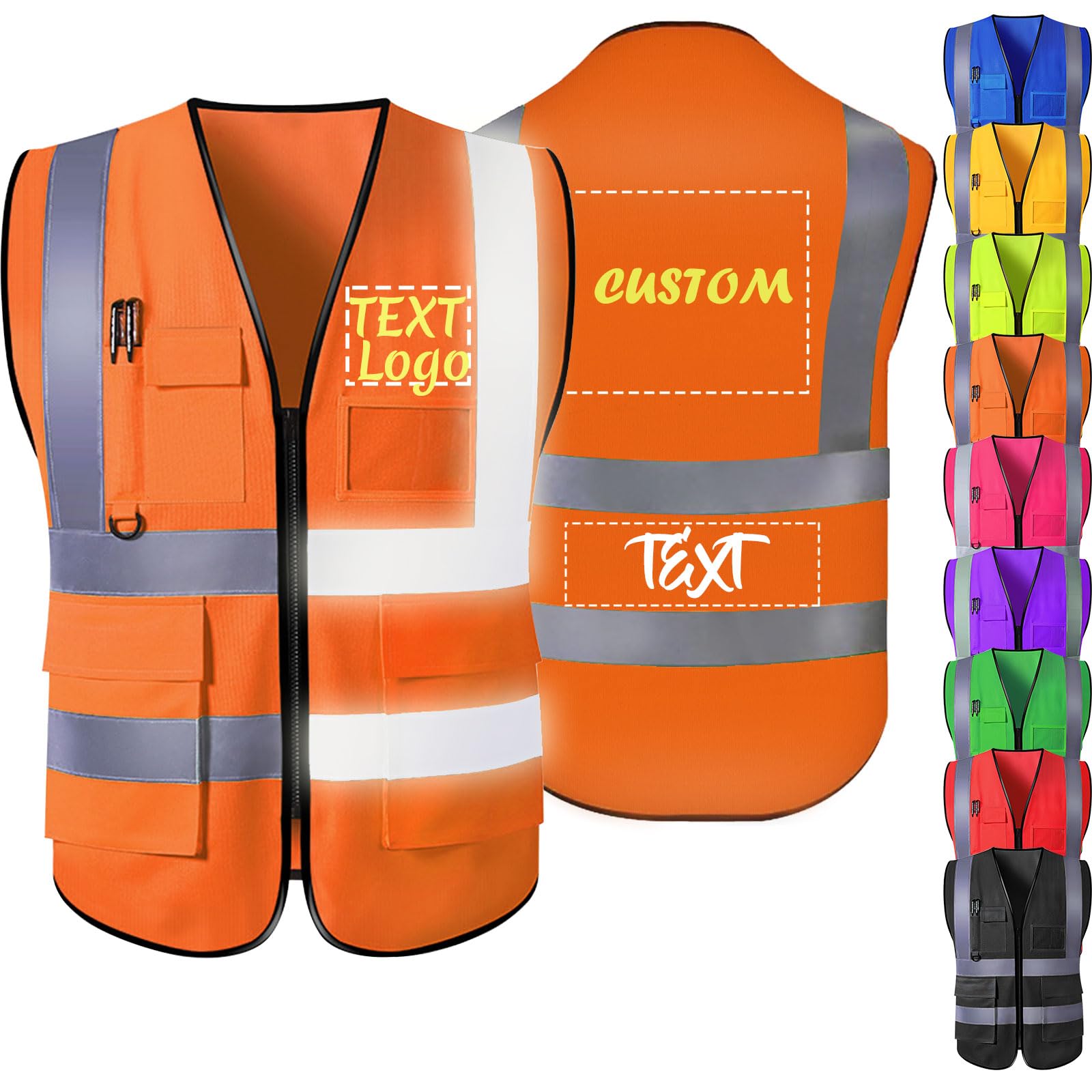 Custom Safety Vest for Men Personalized High Visibility Vest Customized Protective Workwear Safety Vest with Logo