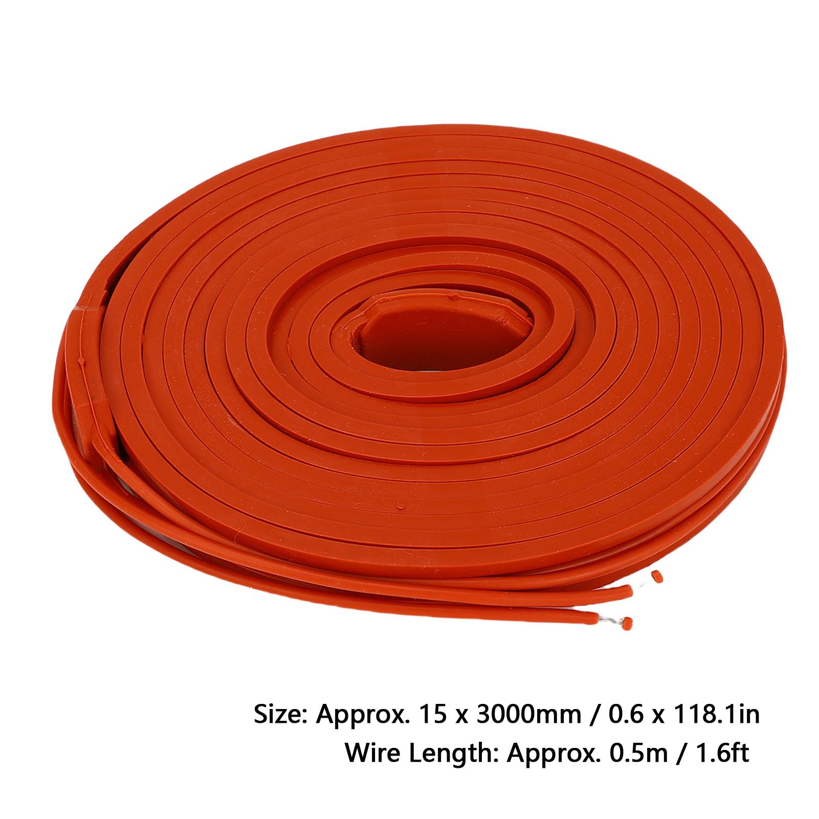 Buachois Cinta Calefactora Flexible, Antifreeze, Impermeable, 225W, 15x3000mm, Silicona, para Tubos de Metal y Plástico, Adecuada para Calentamiento de Motores y Bombas