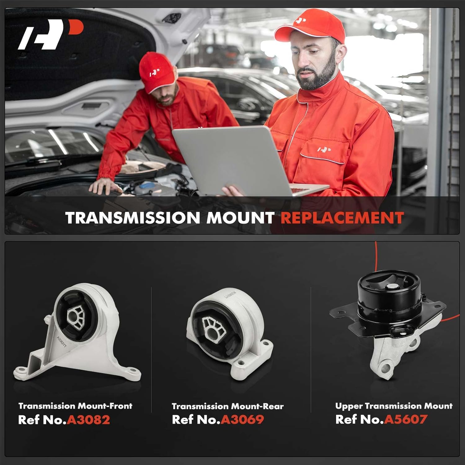 A-Premium 3PCS Front Rear Upper Transmission Mount Set Compatible with Chevrolet Equinox & Pontiac Torrent, 2007 2008 2009 V6 3.4L, Automatic Transmission, Replace# 15861081, 22712836