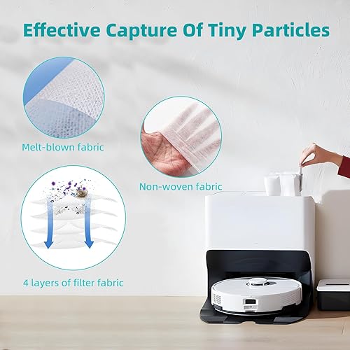 Miniatura 3 de Paquete de 12 bolsas de polvo de repuesto para Roborock S8+  S8 Pro Ultra  S7 MaxV Ultra  S7 Pro Ultra  Q7+  Q7 Max+  Q5+  Q8 Max+ Vacío Autovacio,