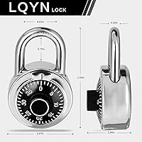 Vista 6 de Combination Lock, LQYN Standard Dial Combination Lock, Pack of 12; Black Turnplate, 2 in. Wide, Fixed Three Digital Combination, for School, Gym &