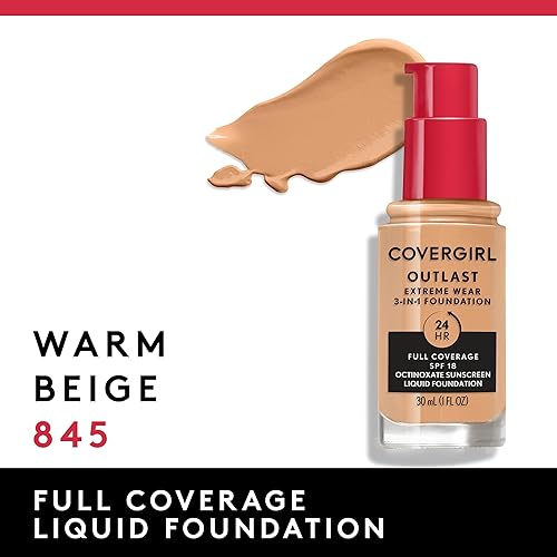 Miniatura 3 de Covergirl Outlast Extreme Wear - Base líquida 3 en 1 de cobertura completa, SPF 18 protector solar 1 onza líquida -