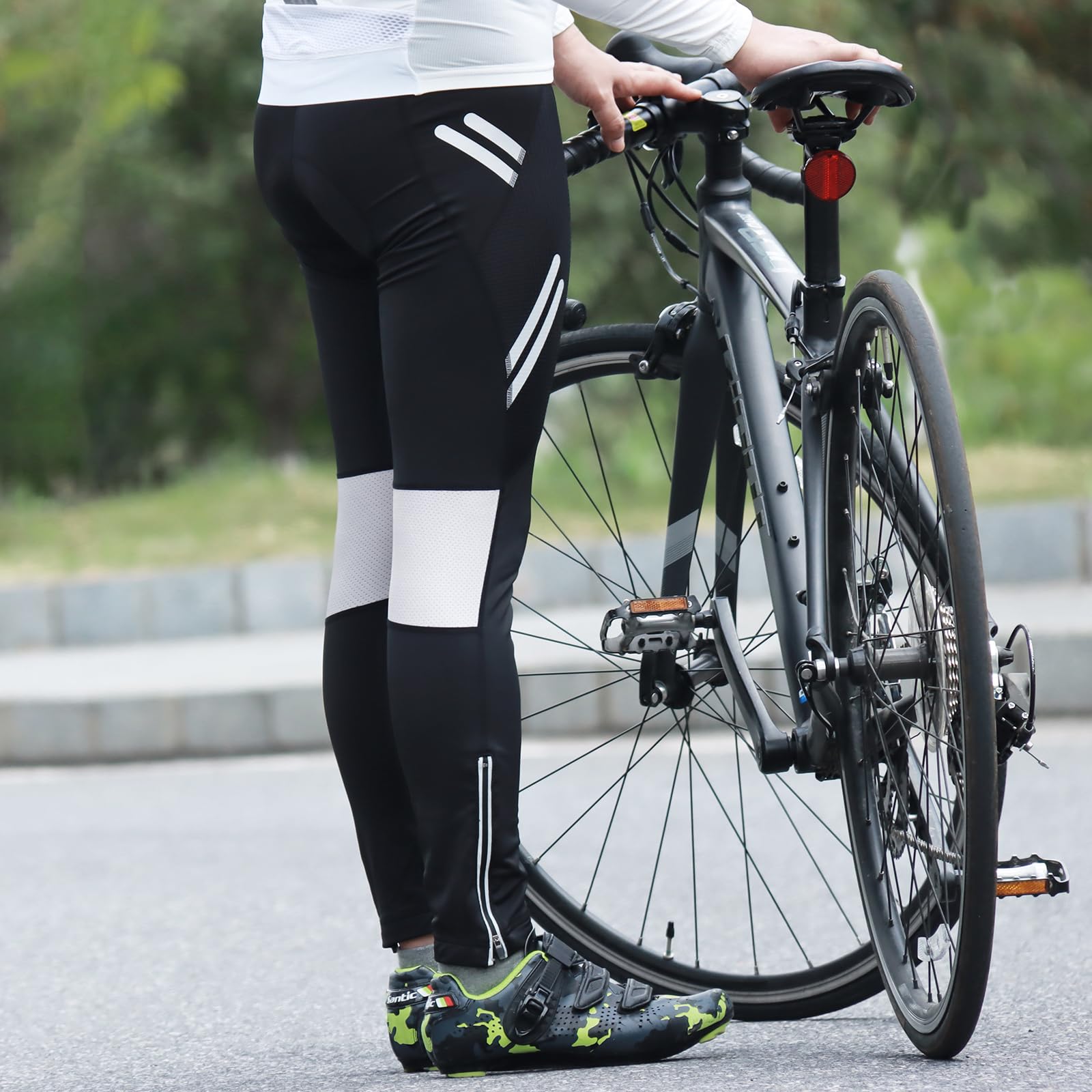 WOSAWE Hombres Ciclismo Spodnie Largos Oddychające Bicicleta Babero Spodnie Legginsy Con 3D Acolchado de Asiento